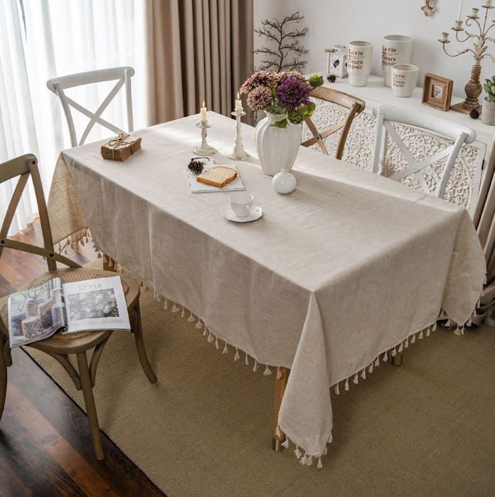 ETERNAL MOMENT® Timeless Beige Linen Tablecloth - Image 2