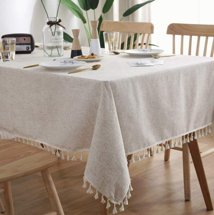 ETERNAL MOMENT® Timeless Beige Linen Tablecloth - Image 4